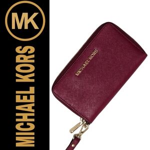 NWOT Michael Kors Burgundy Wallet Saffiano Leather